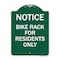 Signmission Sign Bike Rack for Residents Only, Green & White Aluminum Sign, 18" x 24", GW-1824-23530 A-DES-GW-1824-23530 - alternate 1